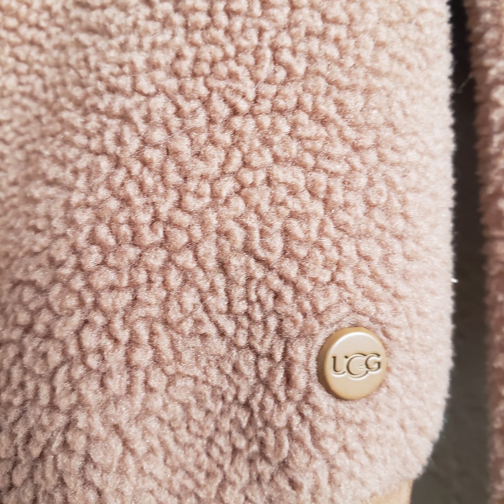 UGG size XS Adeline Sherpa Quarter Zip‎ Pullover Fleece Jacket Cedar Bark Brown - Picture 3 of 11